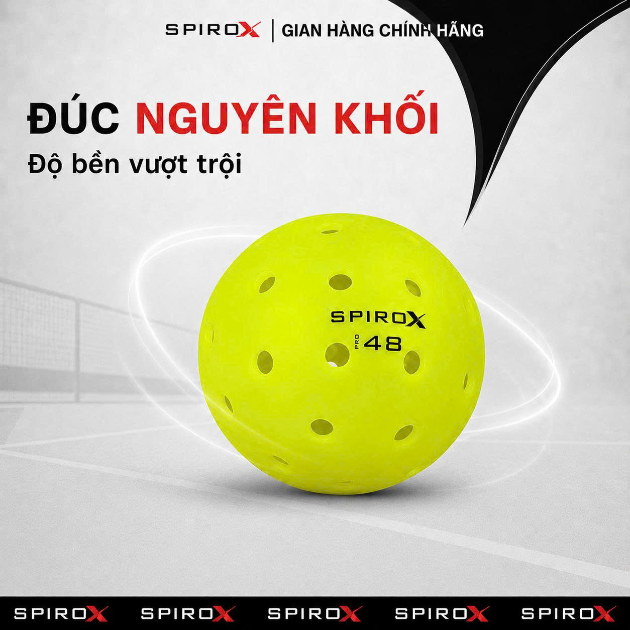 Quả Bóng Pickleball SpiroX Pro 48 Chính Hãng - 48 Lỗ - Bền - Đường Bay Ổn Định - Kiểm Soát - Cảm Giác Đánh Chắc Tay